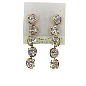 FAC Cubic Zirconia Drop Earrings Gold Tone NWT​